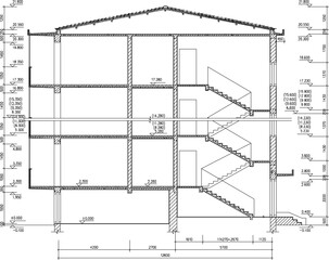 silhouette design vector illustration sketch image section of building hotel apartment with scale size