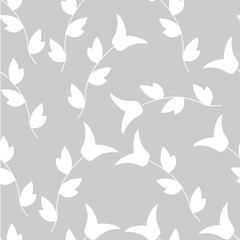 Floral pattern on a gray background with white flowers. Scandinavian style. Vector illustration for background, wallpaper, textile.
