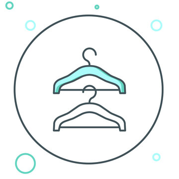 recommend clip art: Line Hanger wardrobe icon isolated on white background. Cloakroom icon. Clothes service symbol. Laundry hanger sign. Colorful outline concept. Vector