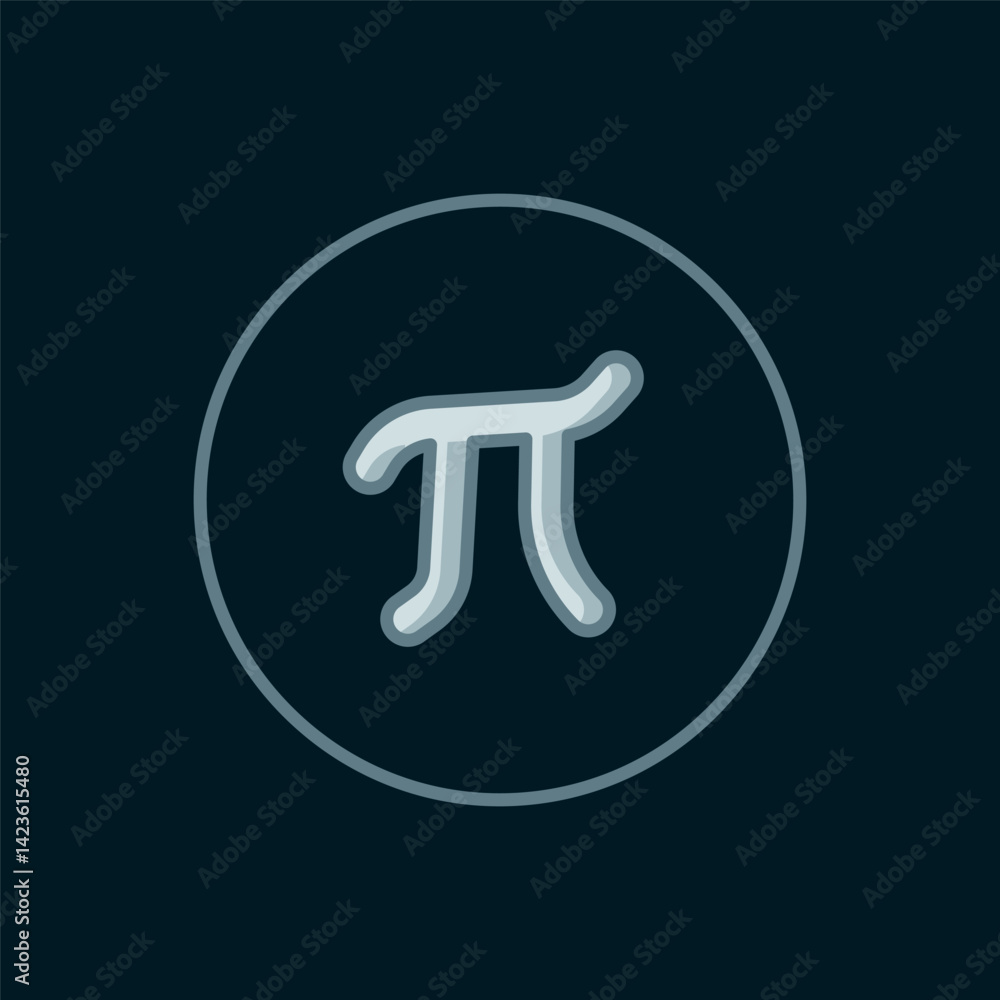 Poster line pi symbol icon isolated on black background. flat filled outline style with shadow. vector