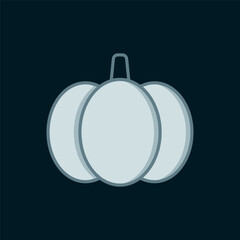 Line Pumpkin icon isolated on black background. Happy Halloween party. Flat filled outline style with shadow. Vector