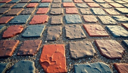 Stone pavement geometric pattern, repeating design, lines, surface