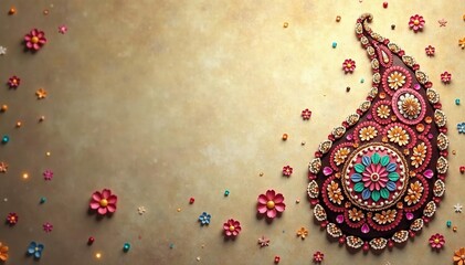 Subtle paisley design, muted earthy tones, soft focus , swirl, floral, peaceful