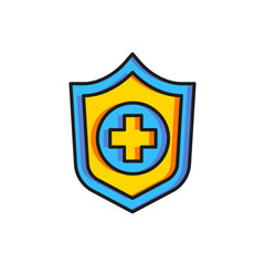 Color Life insurance in hand icon isolated on white background. Security, safety, protection, protect concept. Flat filled outline style with shadow. Vector