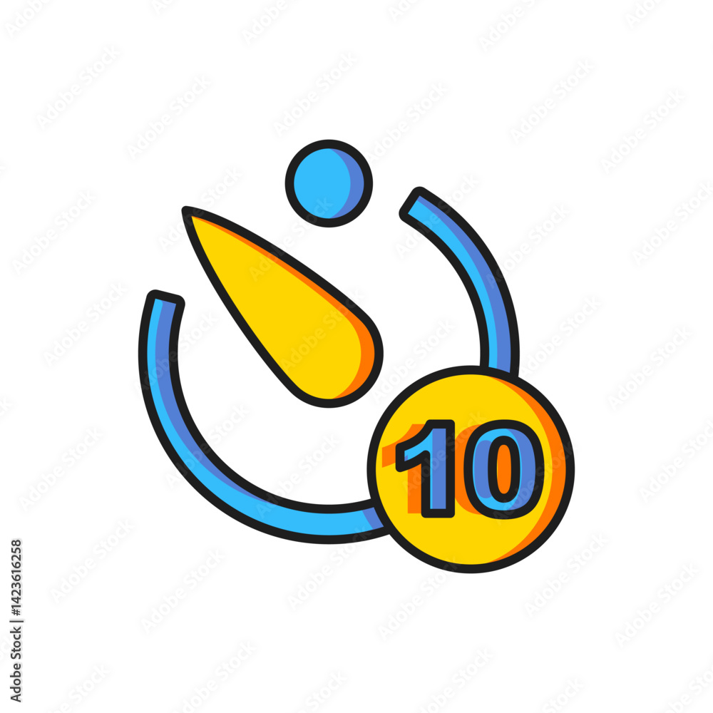 Poster color camera timer icon isolated on white background. photo exposure. stopwatch timer 10 seconds. fl