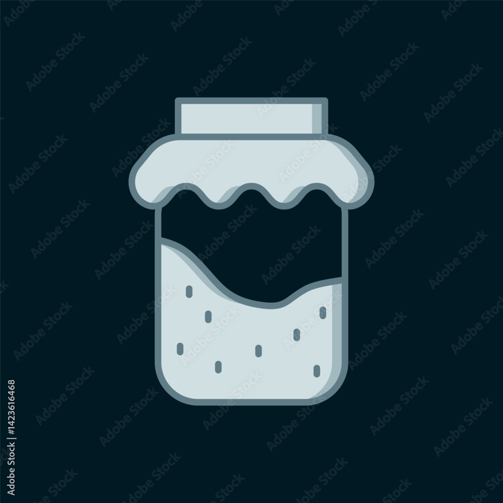 Poster line jam jar icon isolated on black background. flat filled outline style with shadow. vector