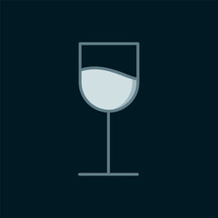 Line Wine glass icon isolated on black background. Wineglass sign. Flat filled outline style with shadow. Vector