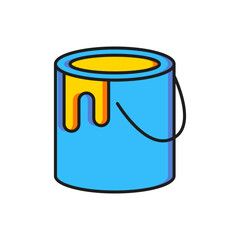 Color Paint bucket icon isolated on white background. Flat filled outline style with shadow. Vector