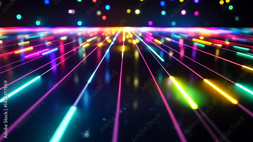 Poster vibrant light show fills the dark space with colorful beams creating an enchanting atmosphere genera