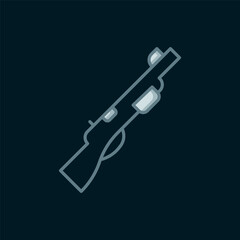 Line Hunting gun icon isolated on black background. Hunting shotgun. Flat filled outline style with shadow. Vector