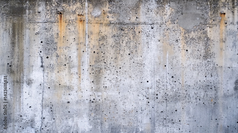 Poster old concrete wall showing weathering and rust stains