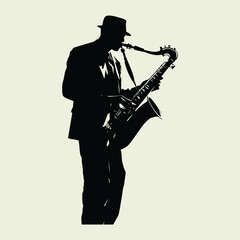 Naklejka premium saxophone player silhouette