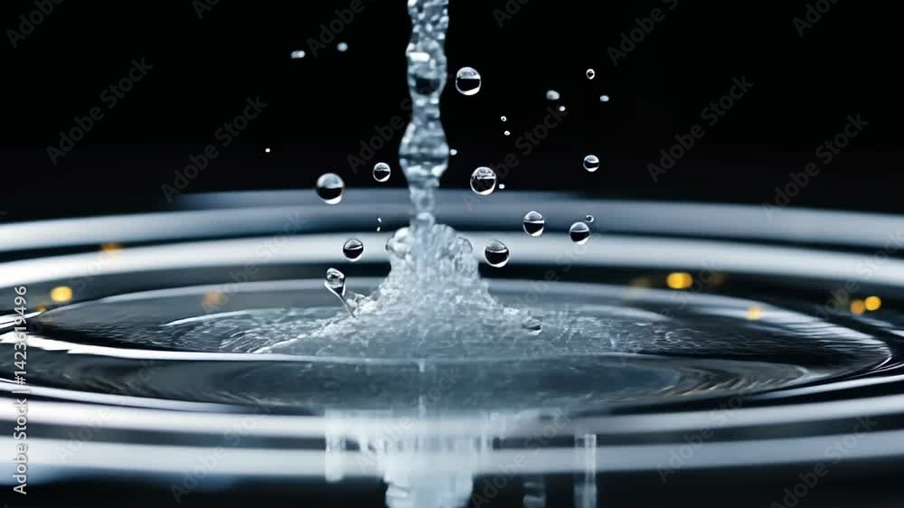 Poster captivating water droplets create mesmerizing ripples in a serene setting captured in stunning detai