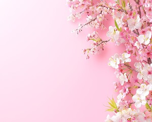 Pink Cherry Blossoms Flatlay