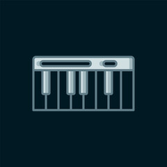 Line Music synthesizer icon isolated on black background. Electronic piano. Flat filled outline style with shadow. Vector