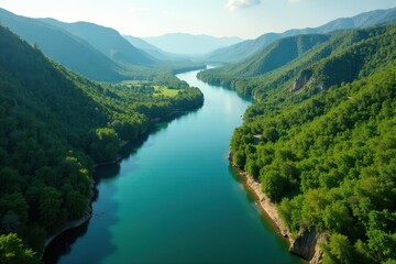 Serpentine river channels, lush delta landscape, coast, delta, eco