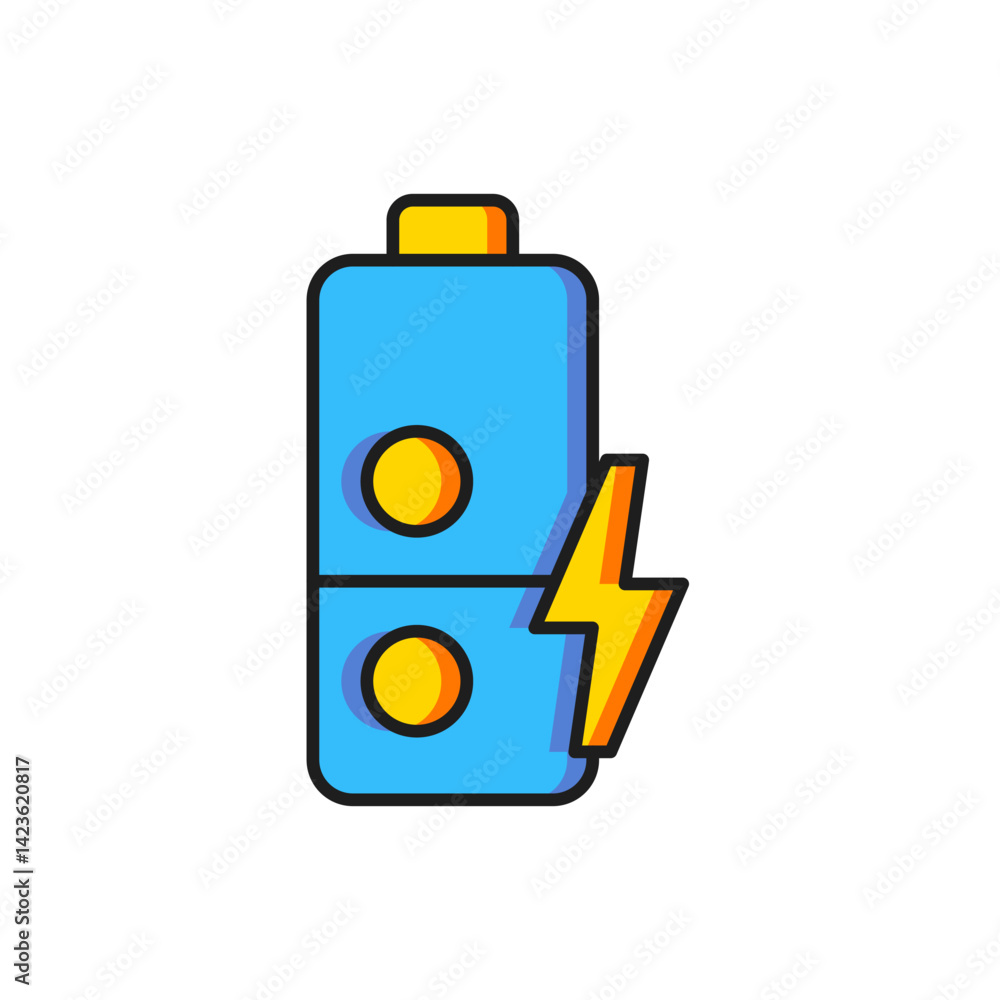 Poster color battery charge level indicator icon isolated on white background. flat filled outline style wi