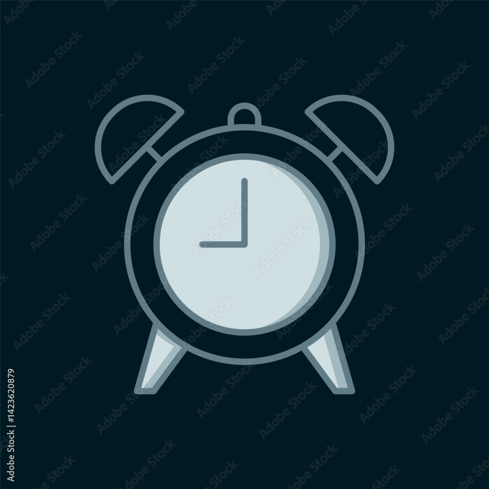 Poster line alarm clock icon isolated on black background. wake up, get up concept. time sign. flat filled 