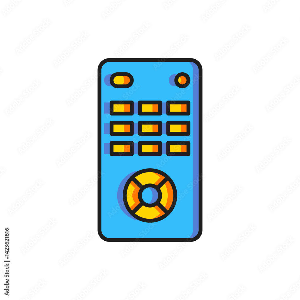 Poster color remote control icon isolated on white background. flat filled outline style with shadow. vecto