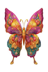 whimsical butterfly wings, intricate patterns, vibrant colors, centered composition, clean 