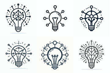 Idea & Innovation Lightbulb Icon Set (Line Art)