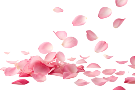 pink rose petals on transparent background 