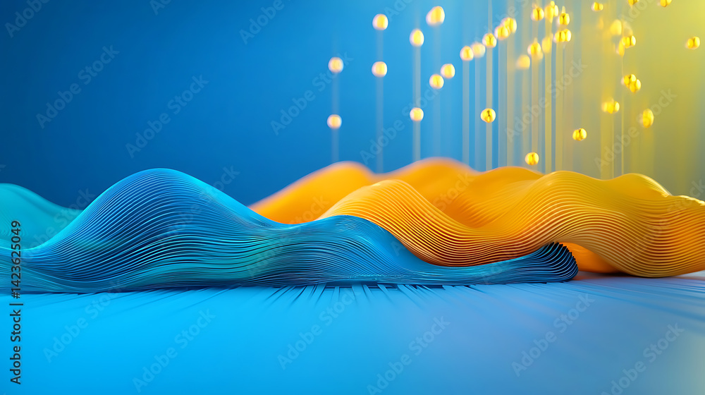 Poster dynamic abstract waves in vibrant colors digital art scene studio environment high-resolution viewpo