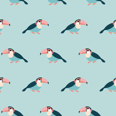 Seamless pattern with toucan birds. Tropical print. Background, wallpaper, textile, wrapping paper template. © julia