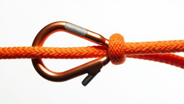 Orange Rope Through Carabiner Close-Up Shot