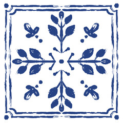 A vector hand-drawn Italian style ornament pattern. Symmetrical floral and abstract motifs, and a rustic Mediterranean charm. Perfect for use in textile design, home decor, wallpaper, packaging. 
