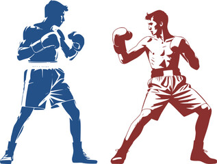 Blue and red boxing fighters design