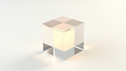 Fototapeta premium Abstract Clear Acrylic Cube On White