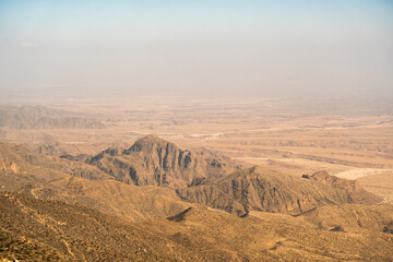 Blick über die Berge des Jebel Shams im warmen Abendlicht