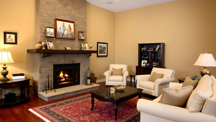 living room with fireplace