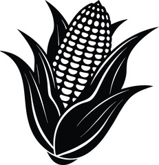 Corn Silhouette Vector - Black Agricultural Crop Vector
