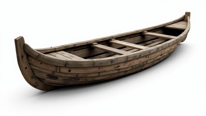 Old Wooden Boat Isolated On White