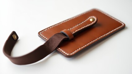 Leather Luggage Tag With Brown Strap