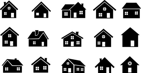 Houses icons set vector set PNG clipart