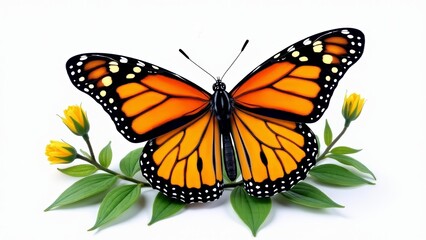 Fototapeta premium Monarch Butterfly Resting On Yellow Flowers