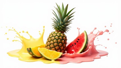Pineapple, Watermelon, And Orange Splash