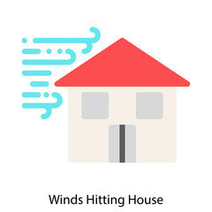 Winds Hitting House icon vector illustration