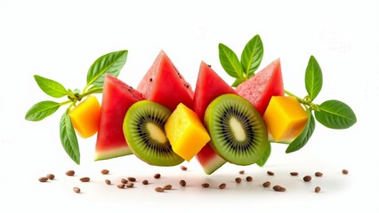 Arrangement Of Fresh Fruit On White