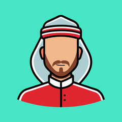 Illustration of a man in traditional Middle Eastern or Arabian clothing