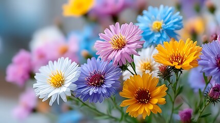 Fototapeta premium Pastel Botanical Illustration of Wildflowers in Vibrant Colors