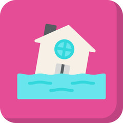 House in Flood icon vector illustration