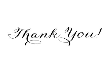 手書き風の書体で書いたThank You !（ありがとう）の文字（カリグラフィー）
