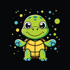 Cute Cartoon Turtle Smiling