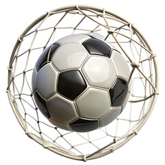 Naklejka premium Goal! Soccer ball in the net isolated on white background