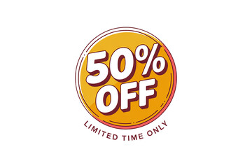 50% off sales discount poster, discount label vector
