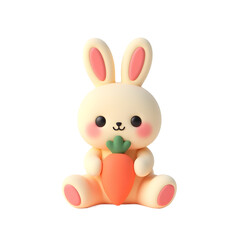 Obraz premium Cute Bunny Holding Carrot Illustration on White Background for Springtime